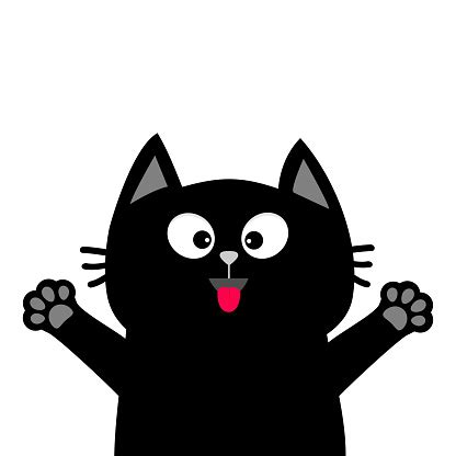 Svg cartoon cute black cat. Black Cat Face Head Tongue Paw Print Silhouette Adopt Me ...
