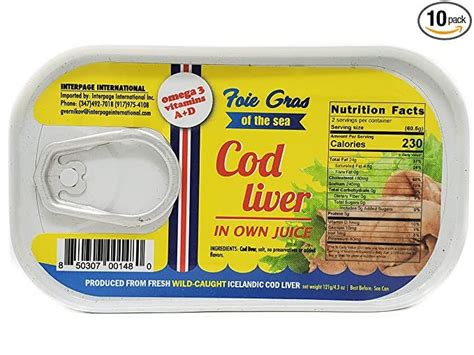 Cod Liver In Own Oil43oz10 Pack Grocery And Gourmet Food