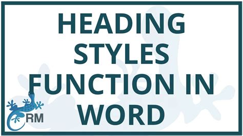 How to use the heading styles function in Word - YouTube