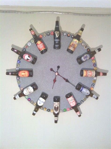 Clock Made From Beer Bottles And Beer Caps For My Man Cave Sewing