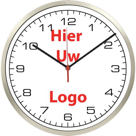 Your time is your product. Logo op klok 30cm RVS rand smalle wijzers cijfers