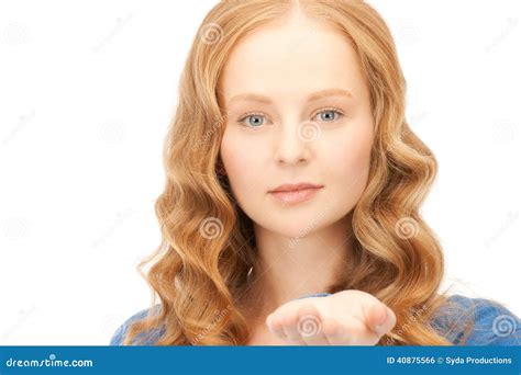 Something On The Palm Stock Photo Image Of Looking Businesswoman