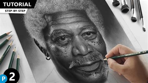 Drawing Morgan Freeman Portrait Tutorial For Beginners Youtube