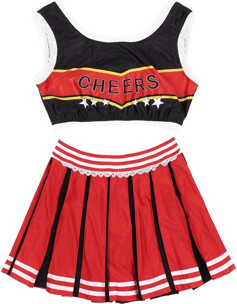 freebily womens girl cheers costume cheer leader uniform dress role play crop top