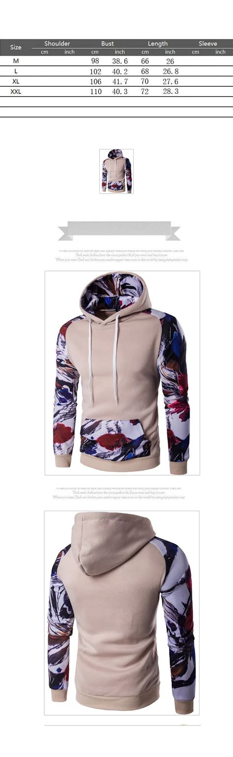 Men Long Sleeved Fashion Hoodie Casual Stitching Printing Mens Custom