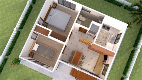 Custom Small House Plan 23x20 Feet 7x6 Meter 2 Beds 1 Bath Shed A4