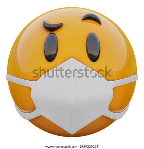 3d Render Suspicious Yellow Emoji Face Stock Illustration 1669239235