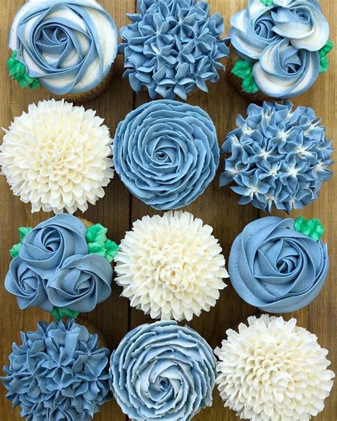 Cute Cupcakes Wedding Cupcakes Flower Cupcakes Blue Wedding Cupcakes