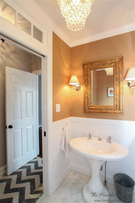 Powder room ideas to impress your guests without breaking the bank. Powder room design with grasscloth wallpaper, vintage ...