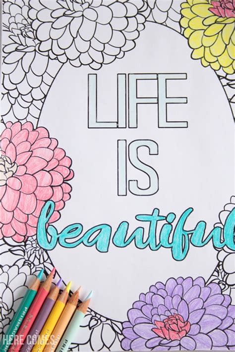 12 Inspiring Quote Coloring Pages for Adults–Free Printables!