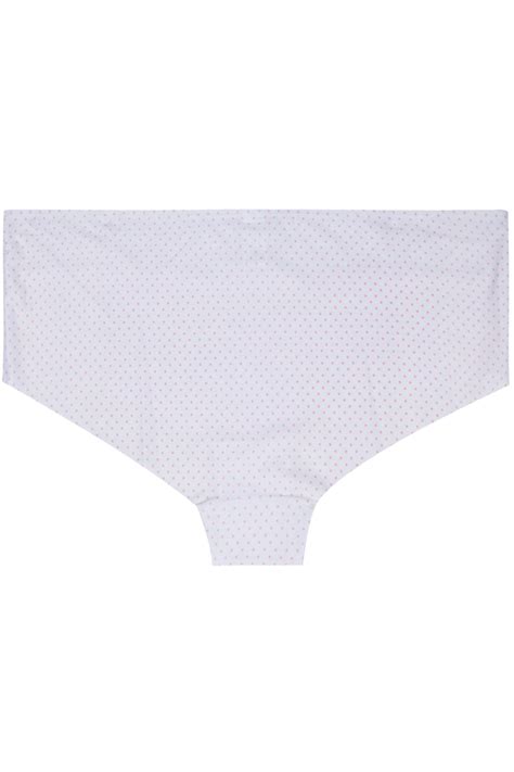 White And Pink Polka Dot No Vpl Brief With Lace Waist Trim Plus Size 14 To 32