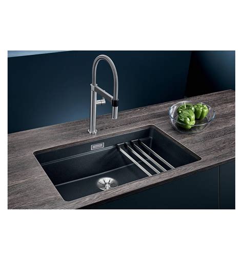No hole granite composite single bowl undermount kitchen sink in anthracite. BLANCO ETAGON 700-U Silgranit undermount Kitchen sink