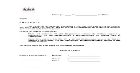 Carta De Amonestacion Por No Uso De Epp Docx Document
