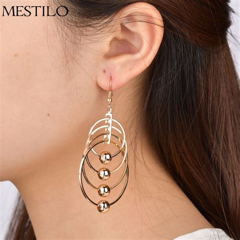 Mestilo Gold Dubai Indian Jewelry Exaggeration Statement Big Round Cricle Earrings For Women