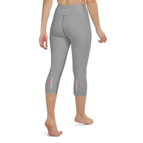 Ash Grey Yoga Capri Leggings Solid Color Mid Calf Length Activewear For Women Made In Usa Eu