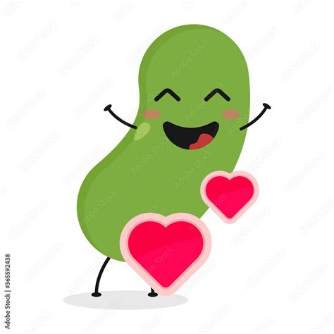 Cute Flat Cartoon Green Bean Illustration Vector Illustration Of Cute Bean With A Smiling