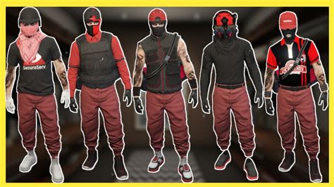 5 Red Jogger Tryhard Outfits Gta 5 Online Youtube