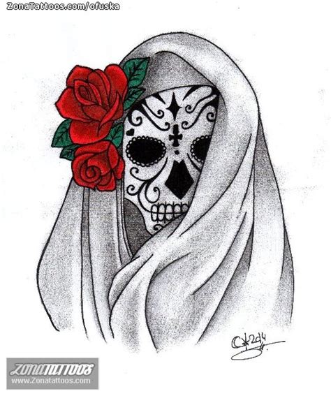 Diseño De Santa Muerte Religiosos Santa Muerte Tatuaje Oscuro Y