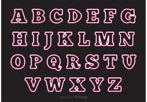 Pink Neon Style Alphabet 87614 Vector Art At Vecteezy