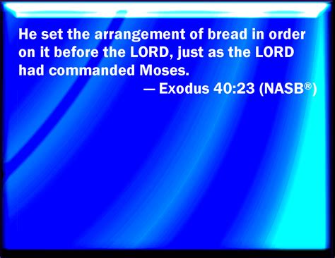Exodus 4023 And He Set The Bread In Order On It Before The Lord As