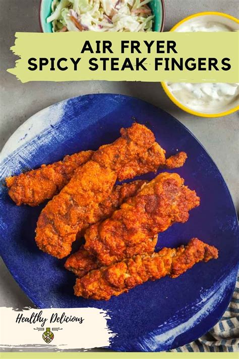 Spicy Air Fryer Steak Fingers With Dill Pickle Dip