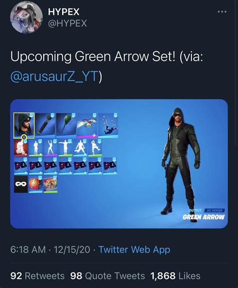 Green Arrow Is Coming To Fortnite As A Skin Rarrow