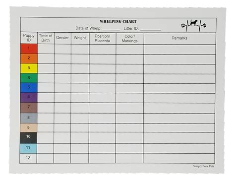 Two Arrows Puppy Whelping Charts For Record Keeping Great For Breeders