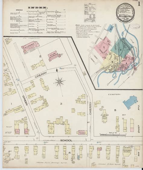 Bellows Falls Vt Fire Insurance 1885 Sheet 1 Old Town Map Reprint