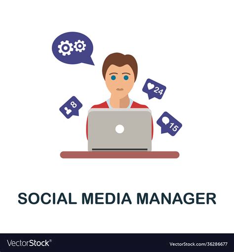 Social Media Manager Flat Icon Color Simple Vector Image