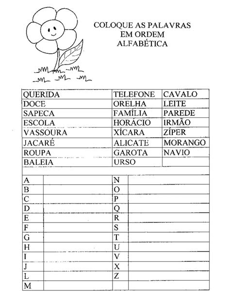 Atividades Sobre Ordem Alfab Tica Para Imprimir