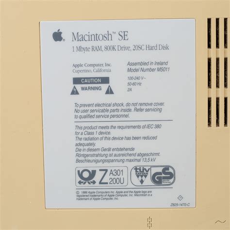 An Apple Computer Macintosh Se Model M5011 Apple Computer Inc Usa