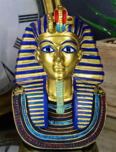 Ebros Golden Cobra Mask Of Pharaoh Egyptian King Tut Bust 425h