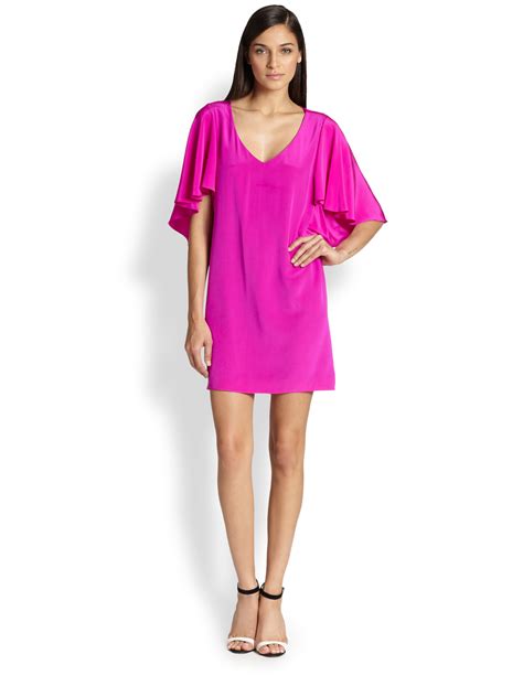 Milly Bella Silk Dress In Pink Shocking Pink Lyst