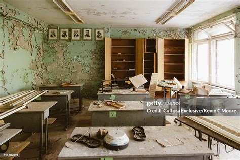 Abandoned School Classroom In The Chernobyl Exclusion Zone Pripyat