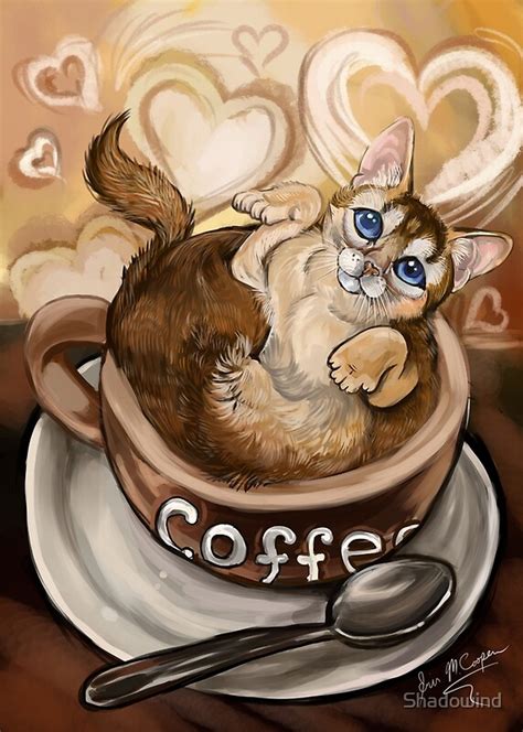 Coffee Cat With Background By Shadowind Redbubble