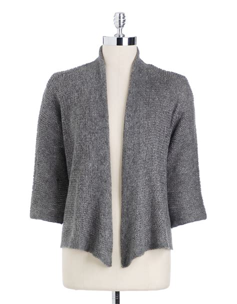 Lyst Eileen Fisher Cropped Cardigan Sweater In Gray