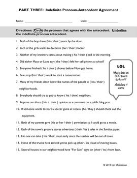 Pronoun-Antecedent Agreement Worksheets, Review, Quiz by BiblioFiles