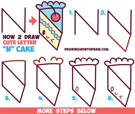 How To Draw A Cute Kawaii Piece Of Cake With A Face On It From The