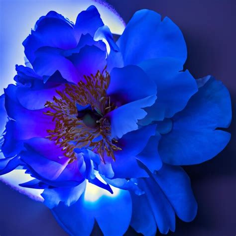 Premium Photo Blue Peony Flower With Yellow Stamens On An Isolated