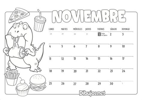 calendario para noviembre lindo para colorear imprimir e dibujar dibujos colorear com kulturaupice