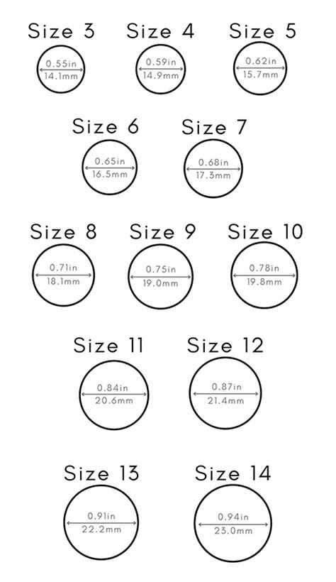 Engagement Ring Size Chart Simply Diamonds