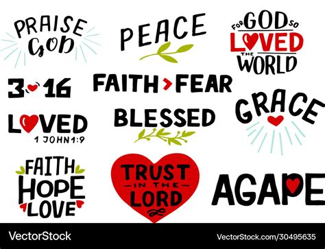 Logo Set With Bible Verse Faith Hope Love Trust Vector Image