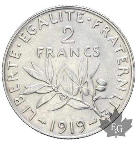 Monnaies France 1919 2 Francs Semeuse Fdc