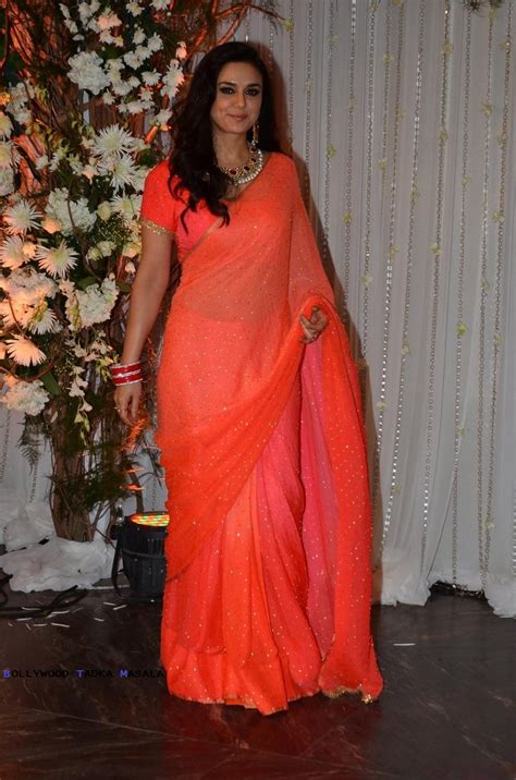 Preity Zinta Looks Mesmerising In An Orange Saree