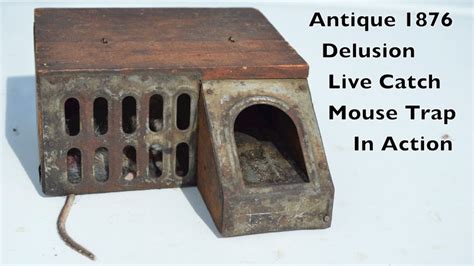Antique 1876 Delusion Live Catch Mouse Trap In Action. mousetrapmonday