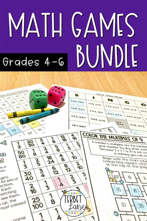 The Printable Math Games Bundle For Grade 4 6 Includes Dices And Numbers