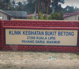 Sk mitra bestari tenaga kesehatan rssak. Klinik Kesihatan Bukit Betong, Klinik Kerajaan in Lipis