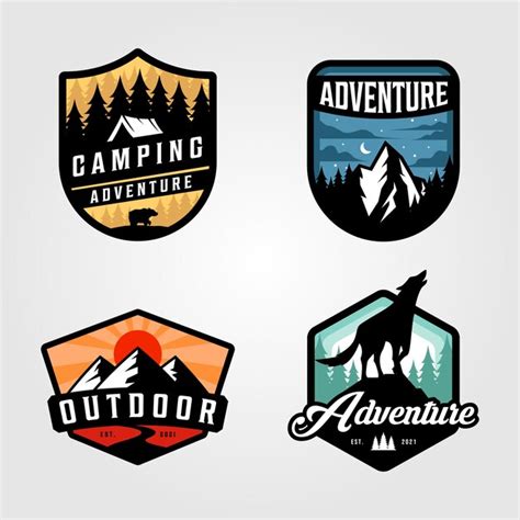 premium vector set of adventure camping logo design