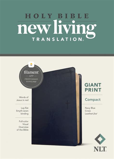 Nlt Compact Giant Print Bible Filament Enabled Edition Navy Blue Cross