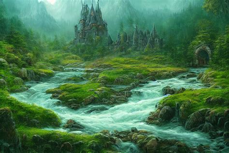Fantasy Landscapes Elven City Digital Print Screen Saver Fantasy Art